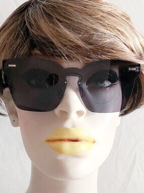 Black Frameless Square Shield Sunglasses